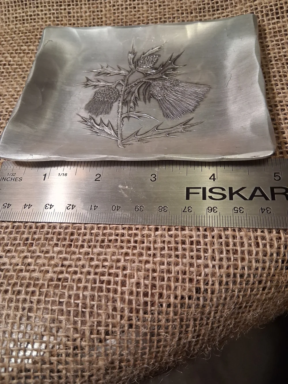 Vintage Mid-Century Wendell August Forge Hand-Wrought Aluminum Thistle Tray